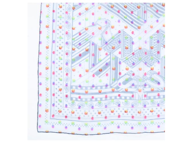 Hermès Pañuelo de seda Hermes Zigzag Sangles Azul Multicolor - vista 4
