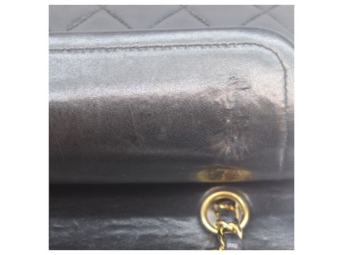 Timeless Borsa a Spalla Chanel Lambskin Double Flap Nero - vista 10