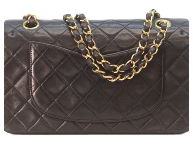 Timeless Borsa a Spalla Chanel Lambskin Double Flap Nero - vista 3