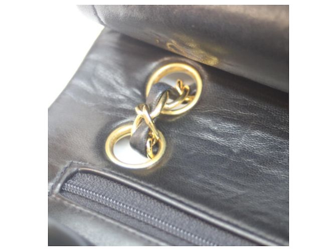 Timeless Borsa a Spalla Chanel Lambskin Double Flap Nero - vista 8