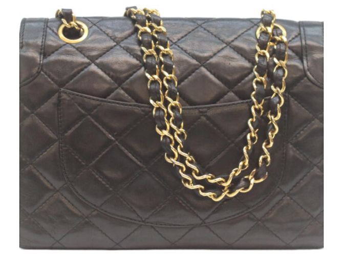 Borsa a Spalla Chanel Lambskin Double Flap Mini Matelassé Nero - vista 3