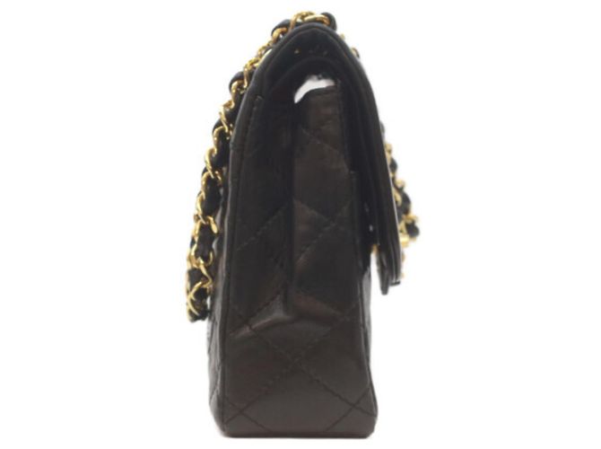 Borsa a Spalla Chanel Lambskin Double Flap Mini Matelassé Nero - vista 4