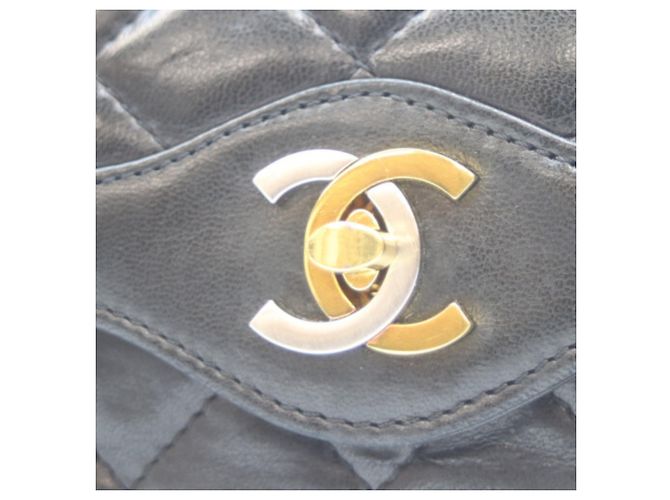 Borsa a Spalla Chanel Lambskin Double Flap Mini Matelassé Nero - vista 6
