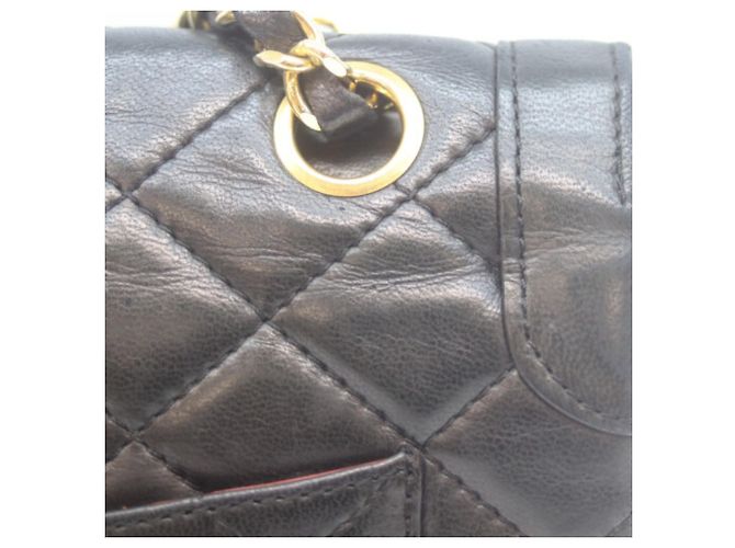 Borsa a Spalla Chanel Lambskin Double Flap Mini Matelassé Nero - vista 8