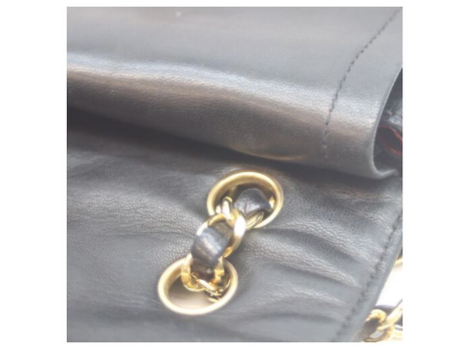 Borsa a Spalla Chanel Lambskin Double Flap Mini Matelassé Nero - vista 9