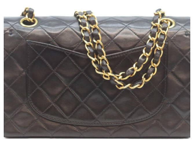 Borsa a Spalla Chanel Lambskin Double Flap Nero - vista 3