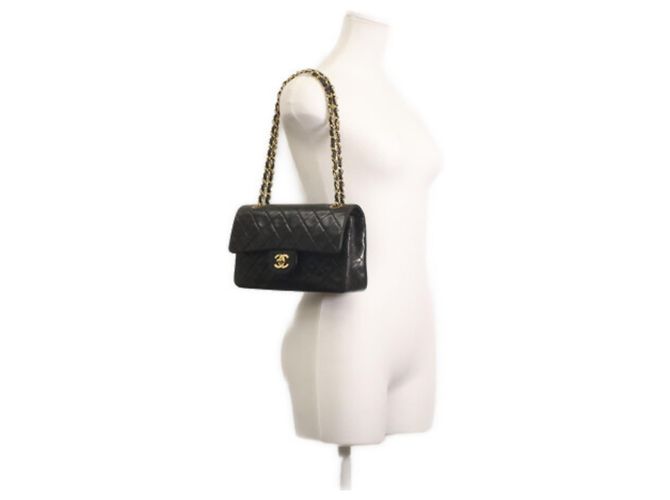 Borsa a tracolla Chanel A01113 in agnello Double Flap Nero - vista 14