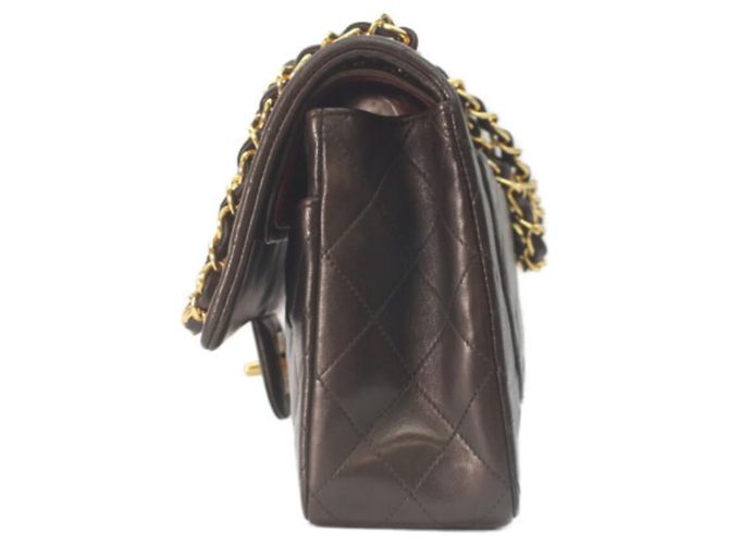 Chanel A01112 Borsa a tracolla Double Flap Matelassé in agnello 25 Nero - vista 2