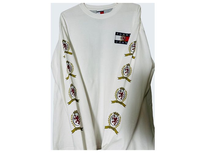 Autre Marque Tommy Jeans Weißes Baumwoll-Sweatshirt mit Crest-Logo - Ansicht 2