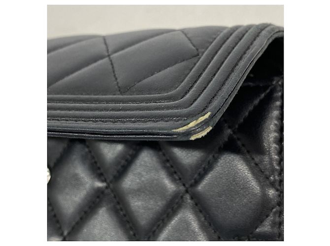 Chanel Boy Long Wallet aus schwarzem Lammleder - Ansicht 7