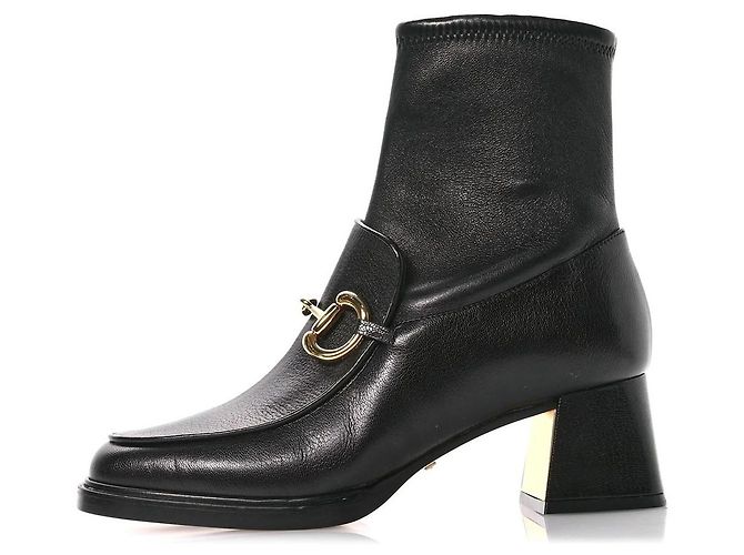 Gucci Quentin Stivaletti Horsebit Pelle Nera Nero - vista 2