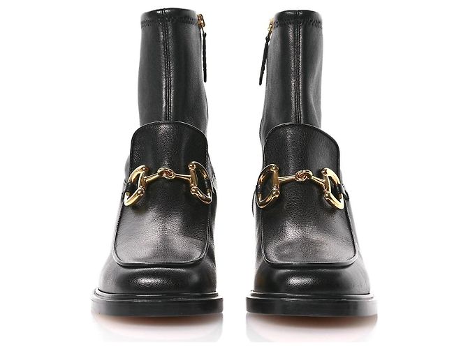 Gucci Quentin Stivaletti Horsebit Pelle Nera Nero - vista 3
