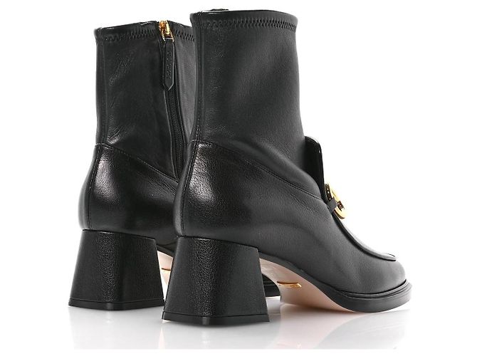 Gucci Quentin Stivaletti Horsebit Pelle Nera Nero - vista 4
