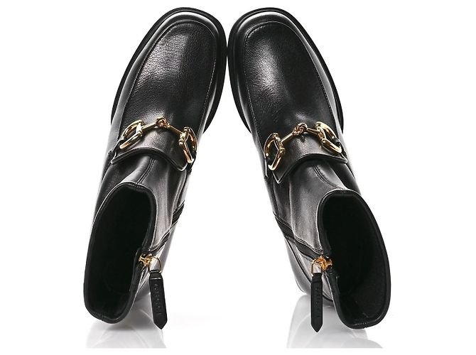 Gucci Quentin Stivaletti Horsebit Pelle Nera Nero - vista 5