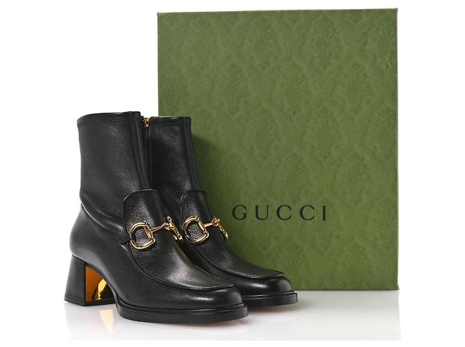 Gucci Quentin Stivaletti Horsebit Pelle Nera Nero - vista 7