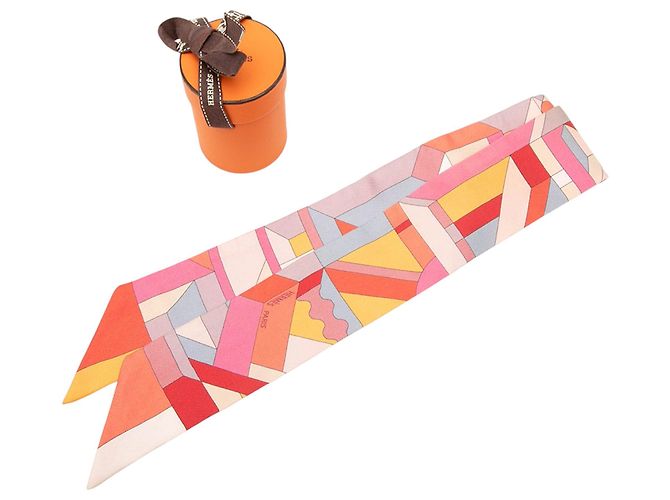 Hermès Pink Perspective Cavaliere Seidentuch Twilly - Ansicht 7