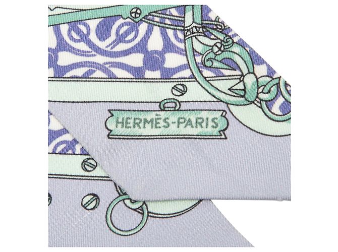 Lenço Twilly de seda Hermès Purple Mors et Gourmettes Remix Roxo - vista 2