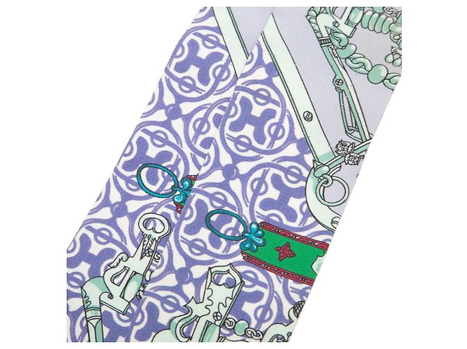 Lenço Twilly de seda Hermès Purple Mors et Gourmettes Remix Roxo - vista 6
