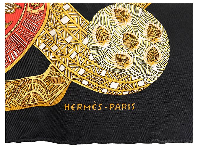 Fazzoletto di seta Hermès Black Art des Steppes Nero - vista 3