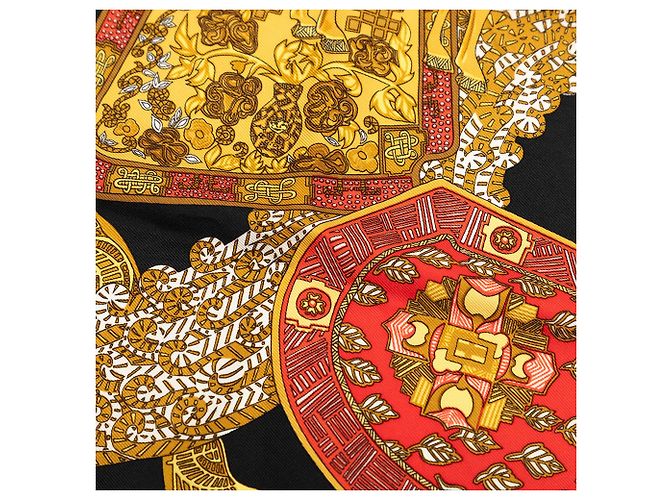 Fazzoletto di seta Hermès Black Art des Steppes Nero - vista 4