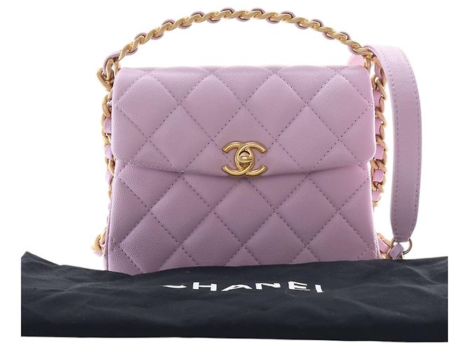 Borsa Chanel Purple Mini Quilted Caviar 31 Rue Cambon Top Handle Porpora - vista 15