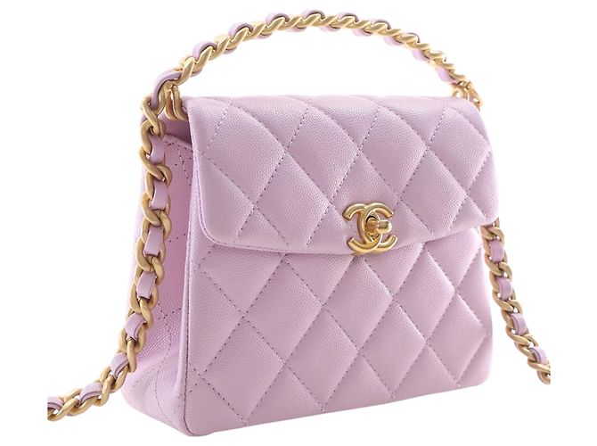 Borsa Chanel Purple Mini Quilted Caviar 31 Rue Cambon Top Handle Porpora - vista 2