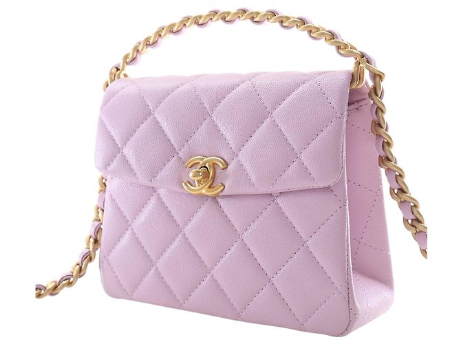 Borsa Chanel Purple Mini Quilted Caviar 31 Rue Cambon Top Handle Porpora - vista 3