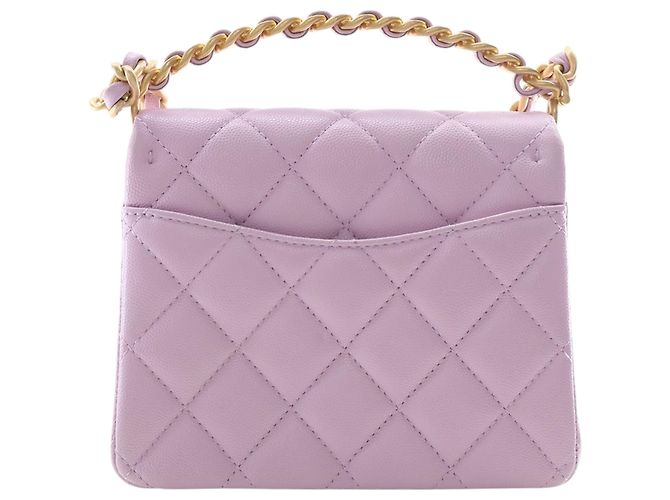 Borsa Chanel Purple Mini Quilted Caviar 31 Rue Cambon Top Handle Porpora - vista 4
