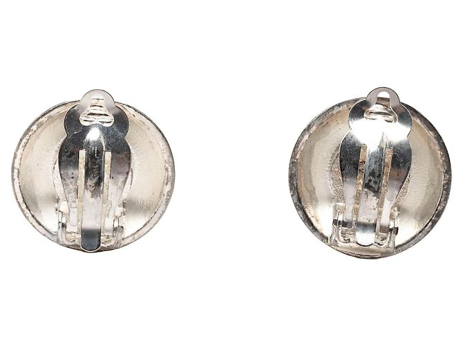 Orecchini a clip rotondi Sunburst in ottone argentato CC e placcato oro Chanel Argento - vista 2