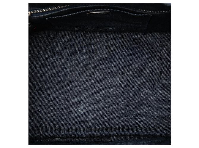 Tote Borsa satchel in denim grigio con borchie e logo Canapa Prada Marrone - vista 4