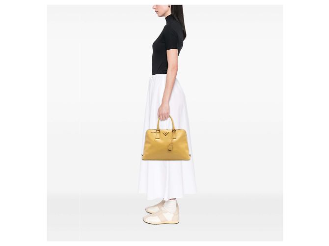 Borsa Prada Yellow Large Saffiano Lux Promenade Giallo - vista 6