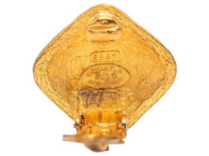 Orecchini Chanel Gold CC placcati oro a forma di rombo con clip D'oro - vista 3
