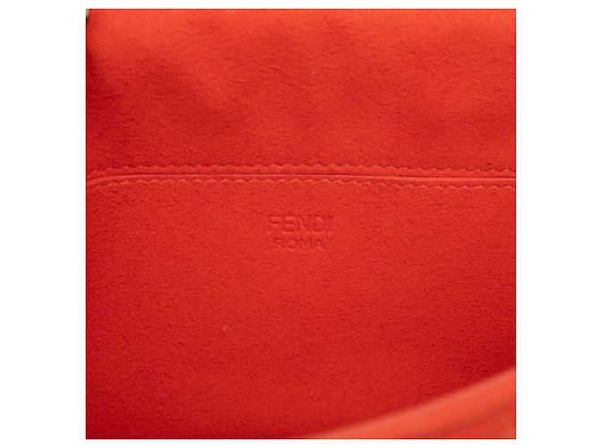 Fendi Baguette Midi-Tasche aus technischem Stoff mit Orange Zucca Prägung - Ansicht 5