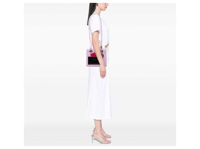 Lady Dior in pelle di vitello rosa, misura Medium - vista 7