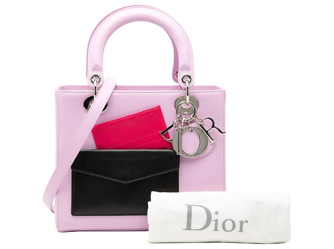 Lady Dior in pelle di vitello rosa, misura Medium - vista 8