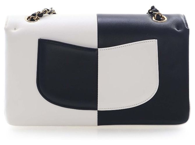 Chanel Black Medium Classic Bicolor Lambskin Geometric Colorblock Double Flap - vista 4