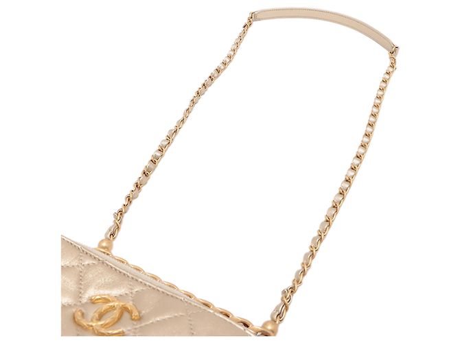 Borsa Bowling Chanel Gold Mini CC in agnello metallizzato trapuntato D'oro - vista 10