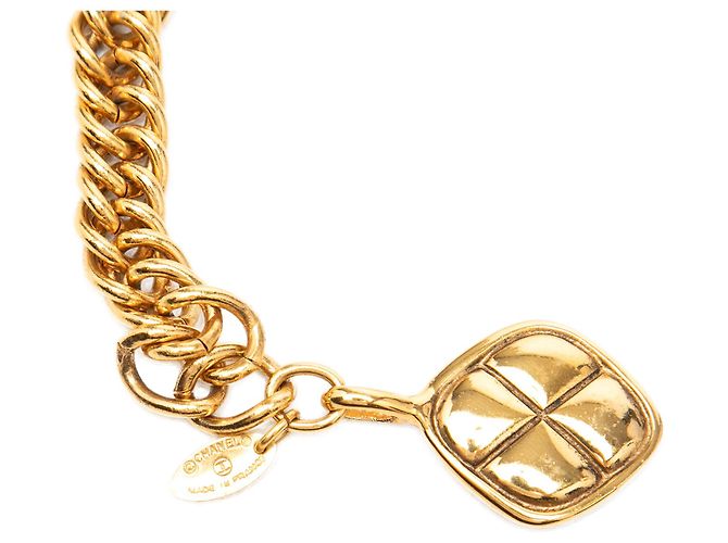 Cinturón Chanel Gold CC chapado en oro con cadena de colgantes acolchados Dorado - vista 3