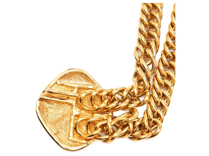 Cinturón Chanel Gold CC chapado en oro con cadena de colgantes acolchados Dorado - vista 4