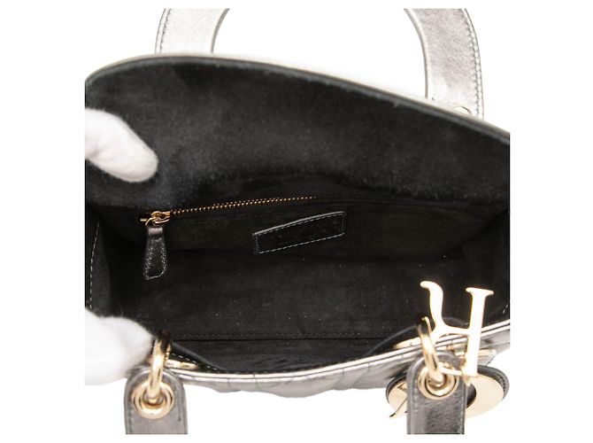 Dior Grau Kleines Metallic-Lammleder Cannage My ABCDior Lady Dior Braun - Ansicht 4