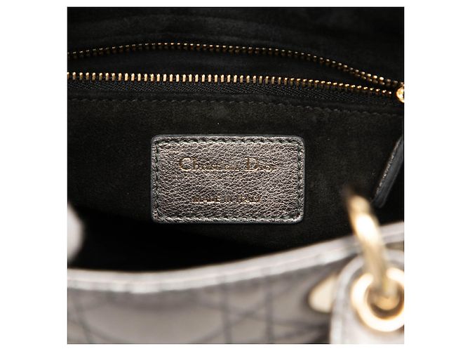 Dior Grau Kleines Metallic-Lammleder Cannage My ABCDior Lady Dior Braun - Ansicht 5