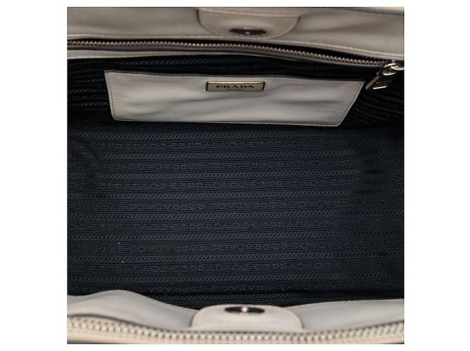 Borsa Prada White Glace Calf Twin Pocket Double Handle Bianco - vista 4