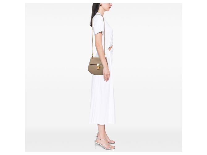 Chloé Borsa a tracolla Drew in pelle di vitello granulata marrone Taupe - vista 7