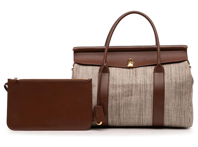 Loro Piana Toile Herringbone e Pelle Beige Loom L32 - vista 7