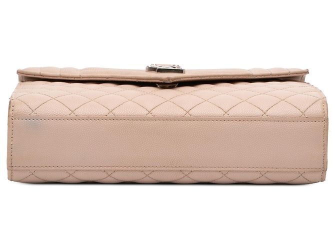 Borsa a bustina Saint Laurent marrone con monogramma triquilt medium in pelle grain - vista 3
