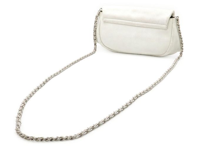 Borsa a tracolla con catena portafoglio Chanel Half Moon Coco Mark Bianco - vista 3