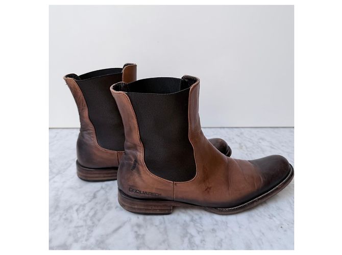 Dsquared2 Brown Leather Chelsea Boots - view 2