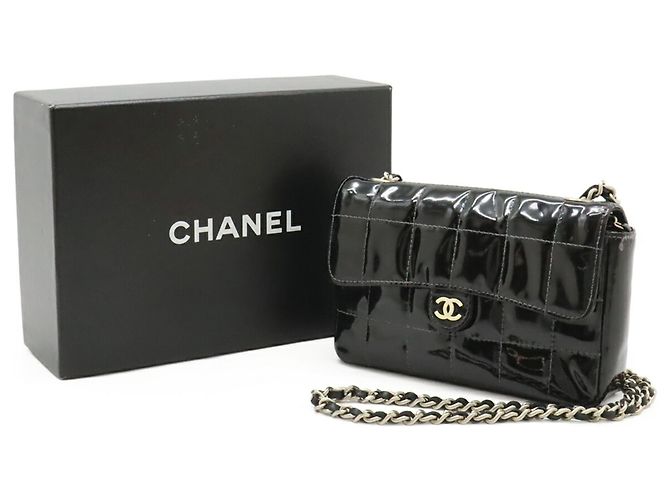 Borsa a tracolla Chanel 2.55 Chocolate Bar Nero Bianco - vista 10