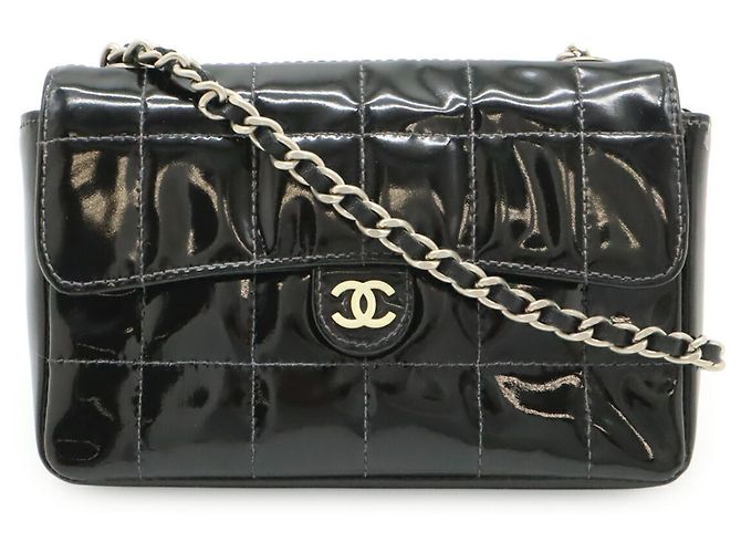 Borsa a tracolla Chanel 2.55 Chocolate Bar Nero Bianco - vista 2
