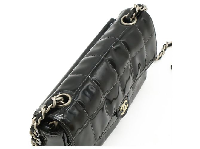 Borsa a tracolla Chanel 2.55 Chocolate Bar Nero Bianco - vista 5